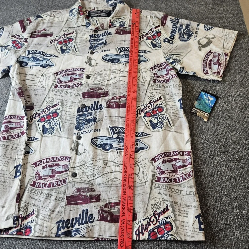 NWT Newport Blue Mens Hawaiian Aloha Shirt Size Large Speedway Daytona Indy - Picture 4 of 6